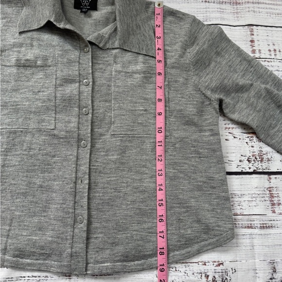 Anthropologie Six Crisp Days Gray Cardigan Sweater Collared XS Wool Blend - Picture 5 of 6